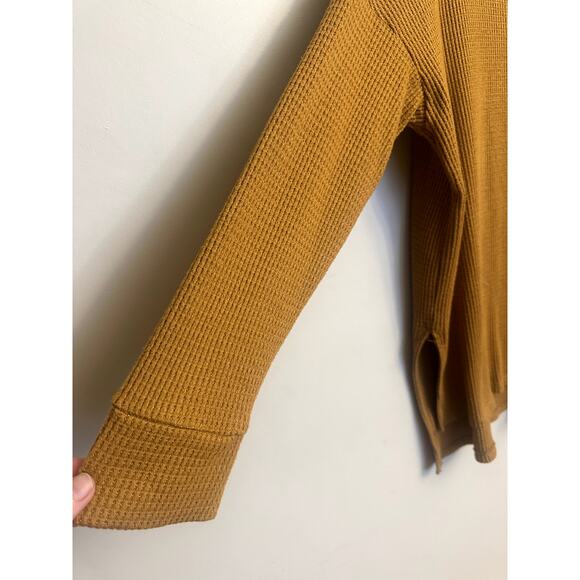 American Eagle Mustard Waffle Knit Long Sleeve Top - Picture 3 of 5